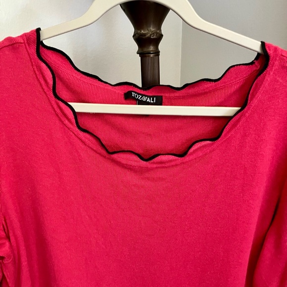 ROZ&ALI Women’s lightweight sweater, Plus Size 3X, like new, fuchsia pink/black - Picture 2 of 15